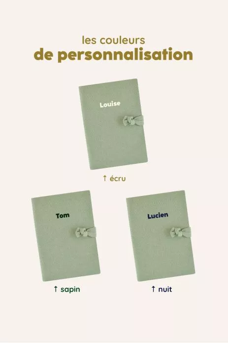 protège carnet de santé en lin personnalisé - idée cadeau de naissance personnalisée