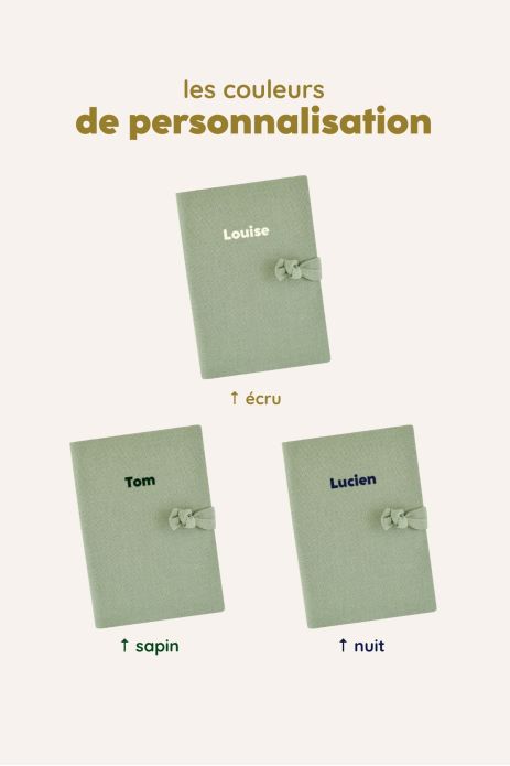 personalized linen health record book cover - personalized birth gift idea