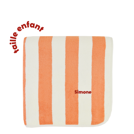 serviette de bain éponge rayures et personnalisable pour enfant