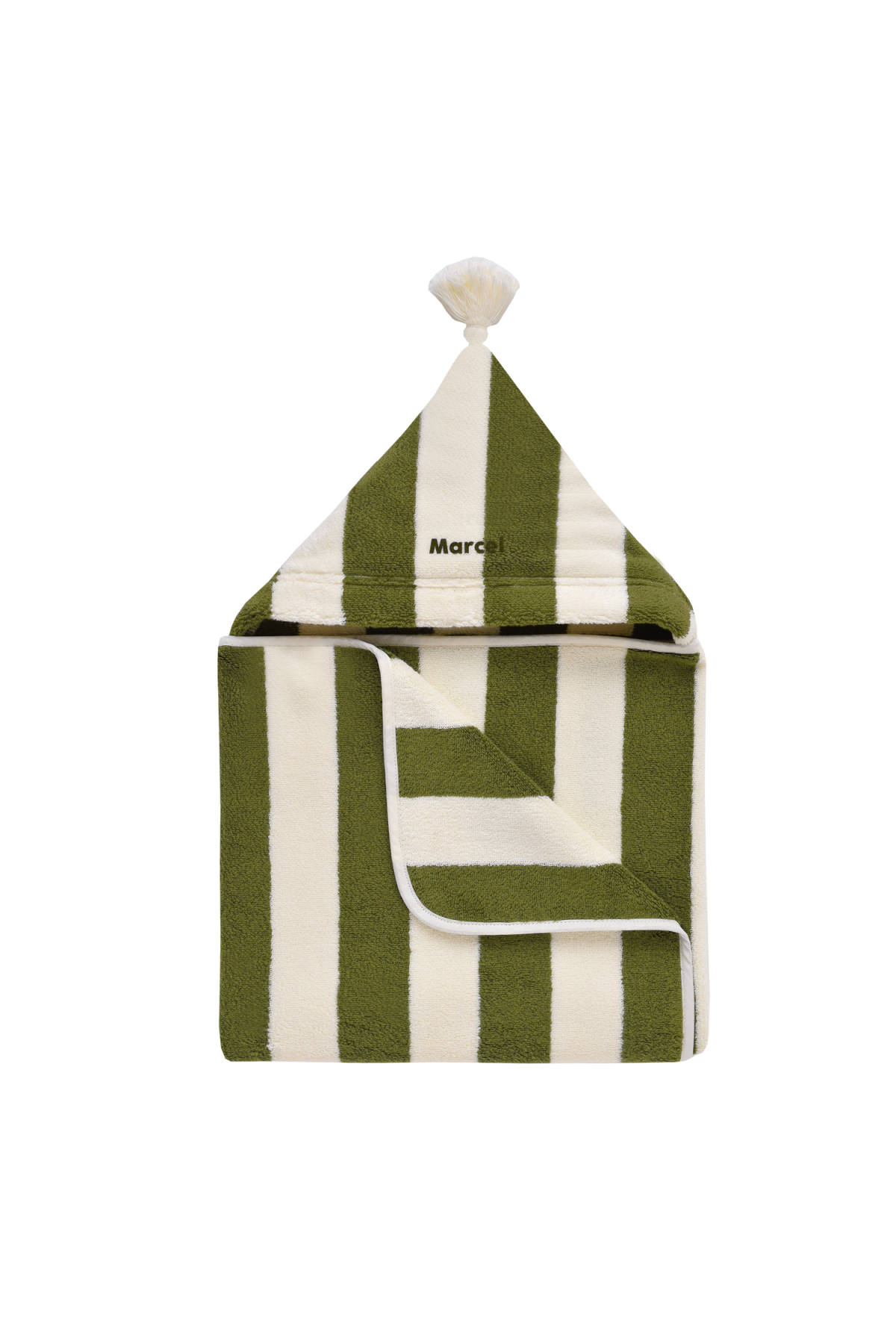 cape de bain bébé éponge à rayures et personnalisable