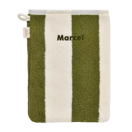 personalized striped terry cloth bath mitt