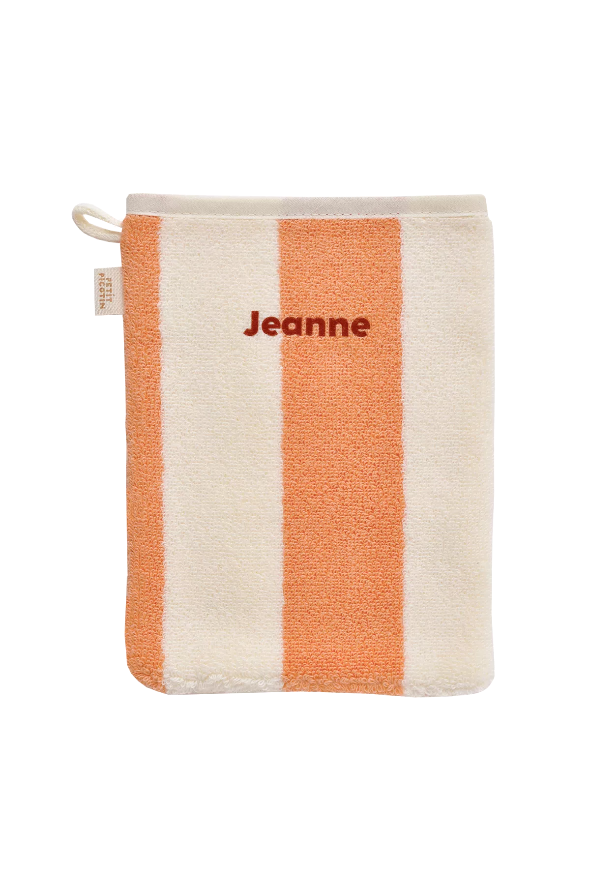 personalized striped terry cloth bath mitt