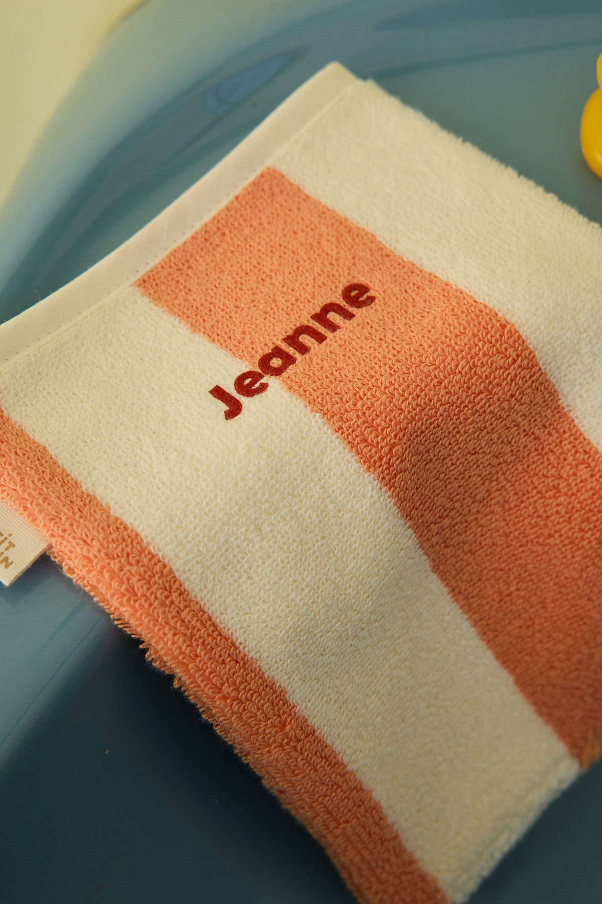 personalized striped terry cloth bath mitt