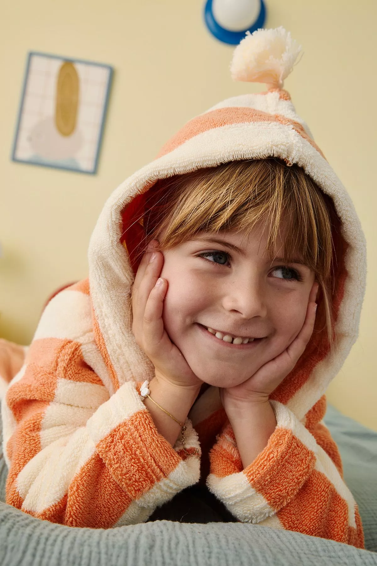 peignoir enfant à rayures en éponge personnalisable