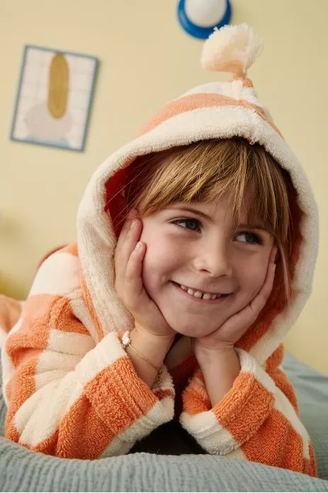 peignoir enfant à rayures en éponge personnalisable