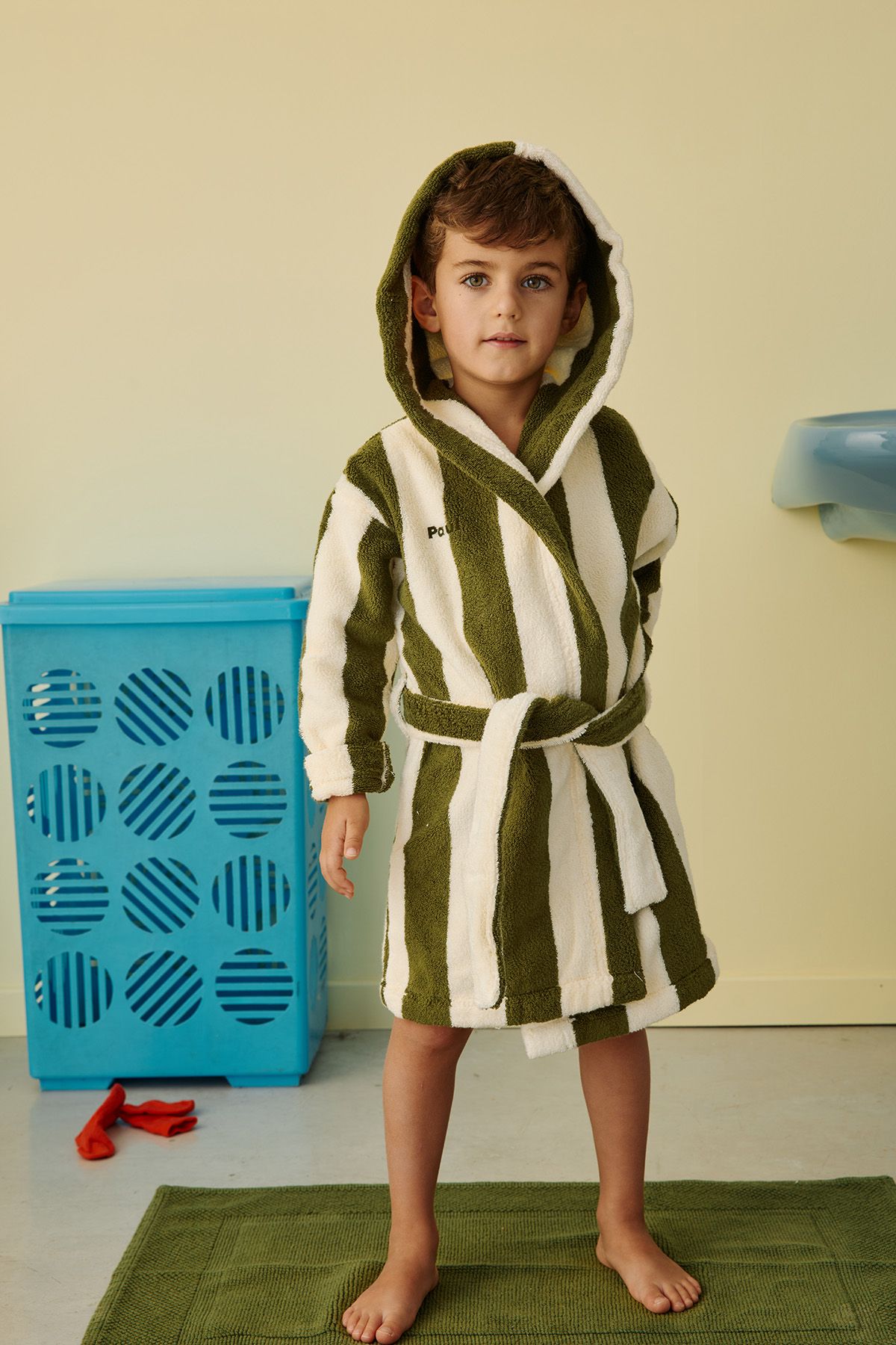 albornoz infantil de rayas en rizo personalizable