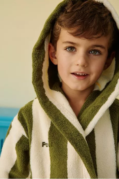 peignoir enfant à rayures en éponge personnalisable