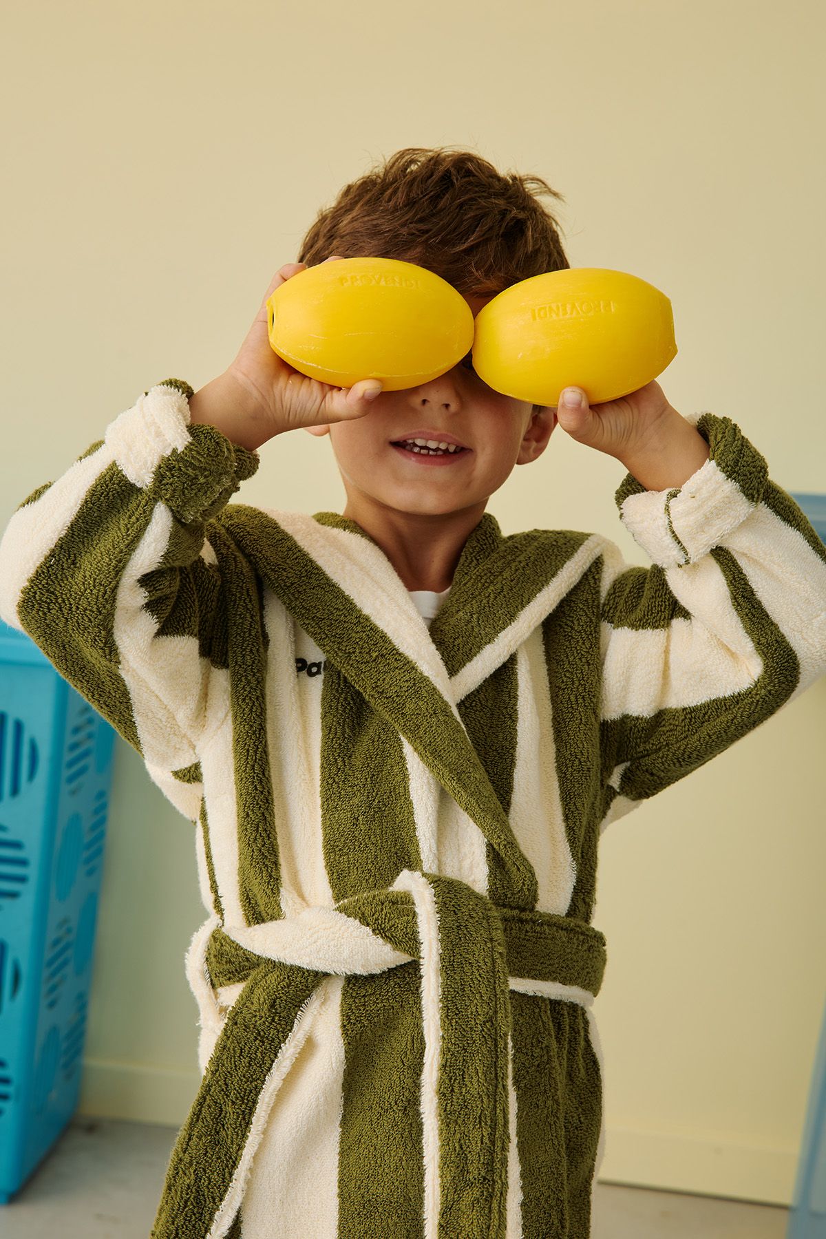 personalizable striped terry cloth bathrobe for children