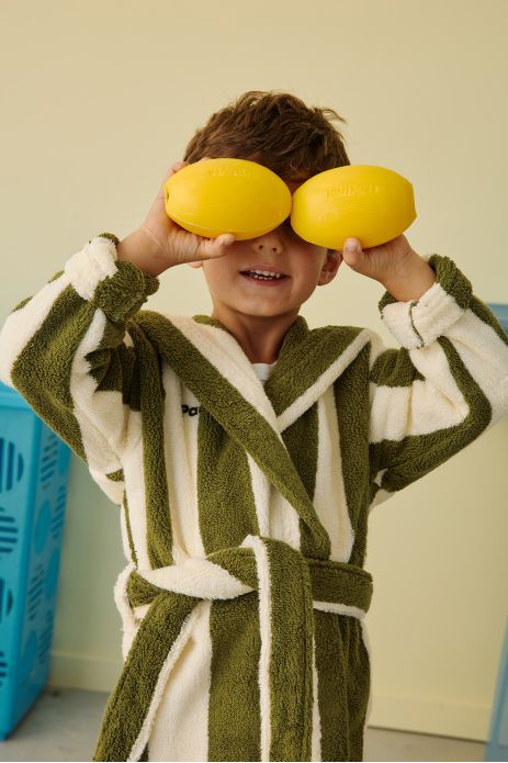 personalizable striped terry cloth bathrobe for children