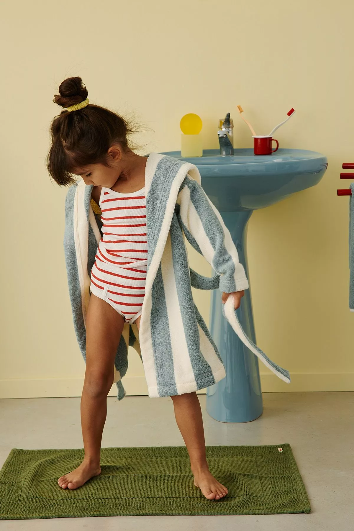 peignoir enfant à rayures en éponge personnalisable