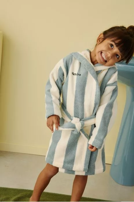 peignoir enfant à rayures en éponge personnalisable