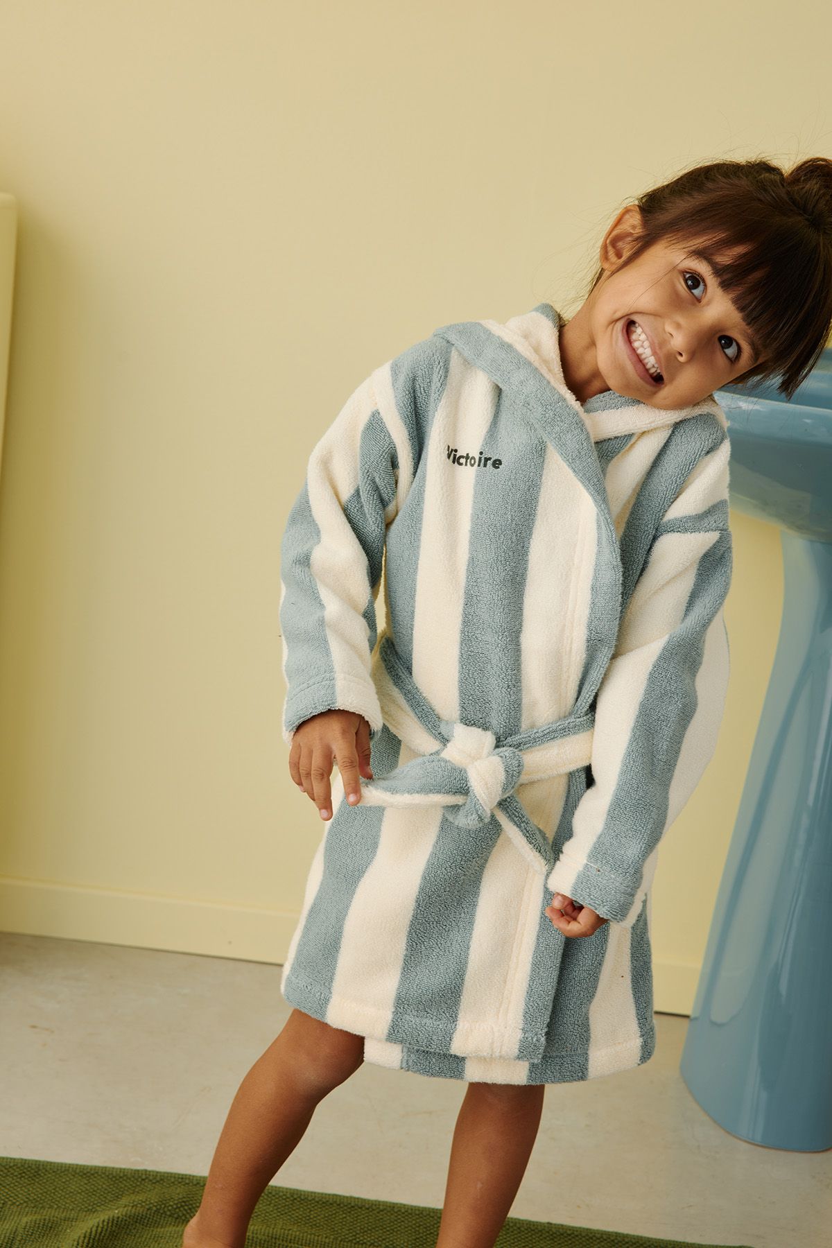 peignoir enfant à rayures en éponge personnalisable