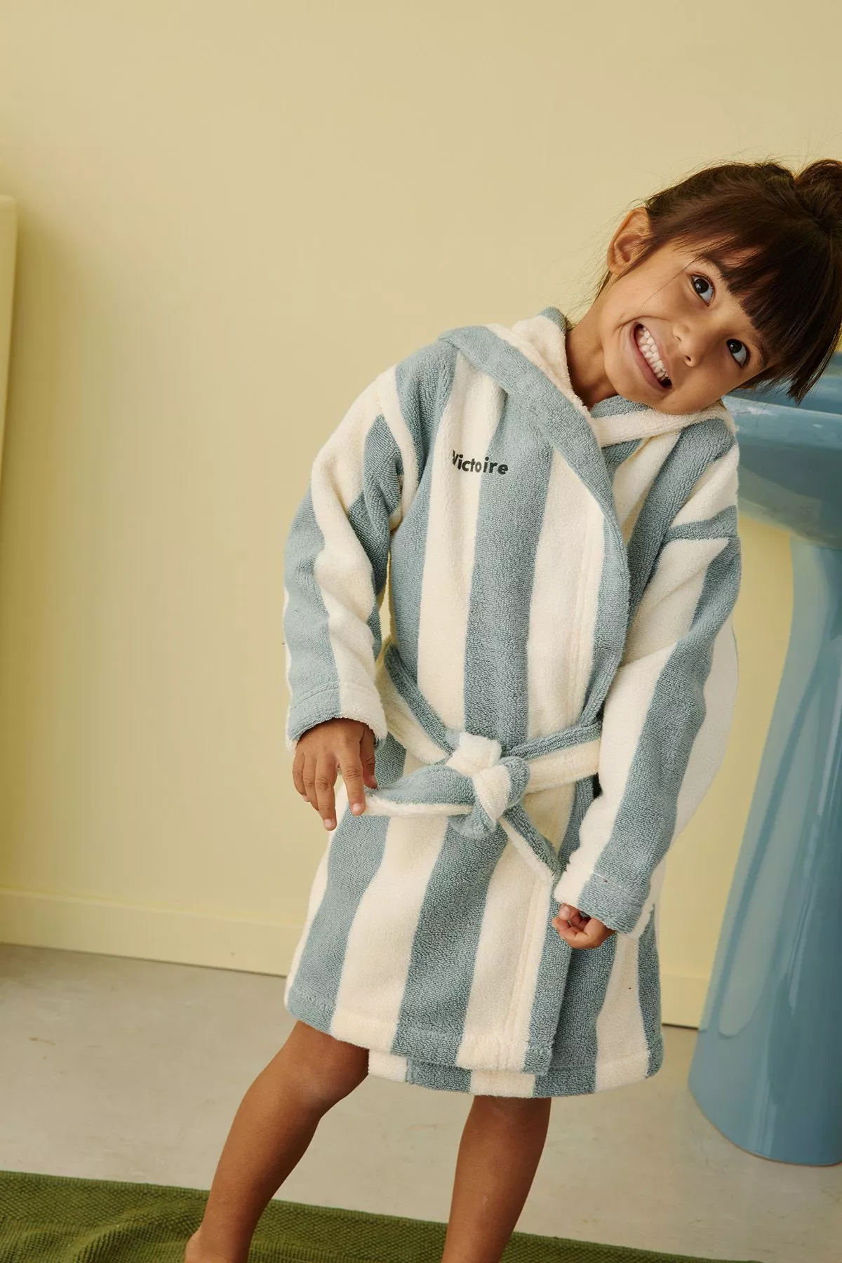 personalizable striped terry cloth bathrobe for children