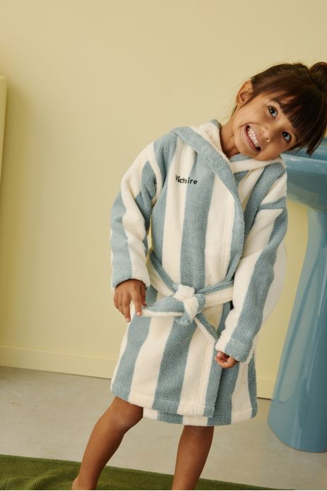 personalizable striped terry cloth bathrobe for children