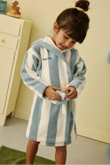 peignoir enfant à rayures en éponge personnalisable