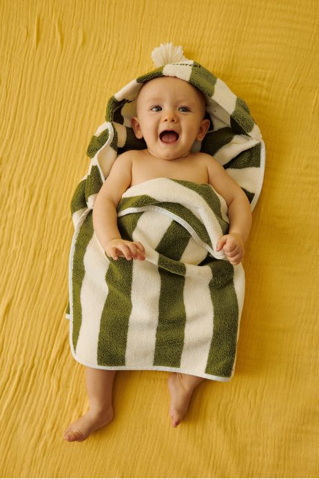 capa de baño bebé de esponja a rayas y personalizable