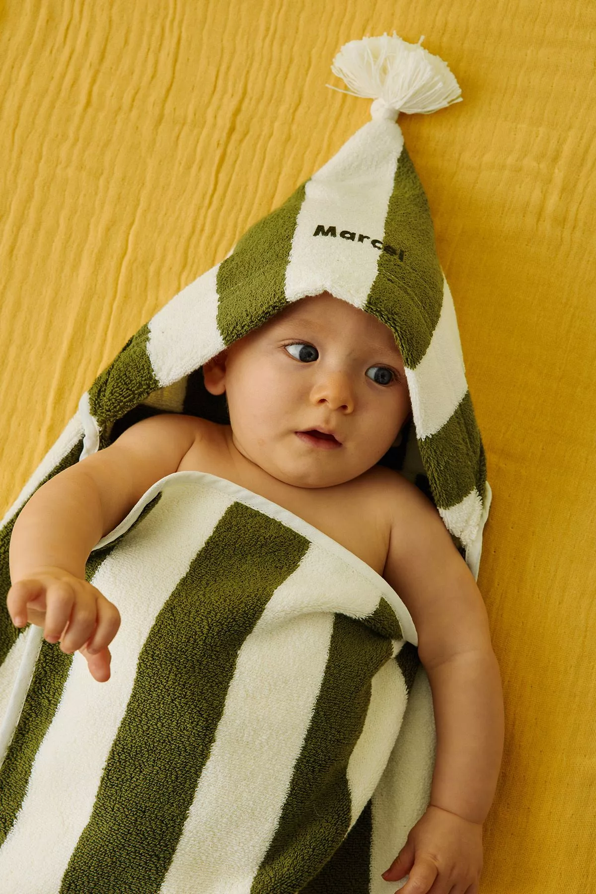 personalized striped terry cloth baby bath cape
