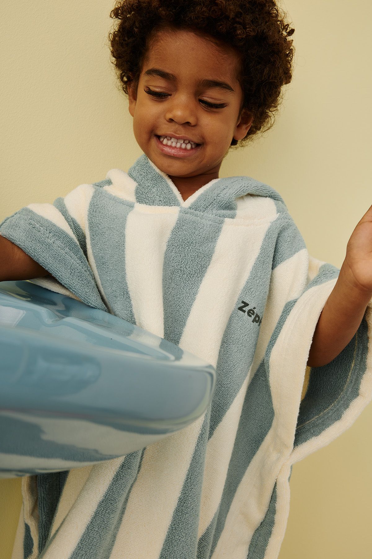 personalized striped terry cloth poncho for children