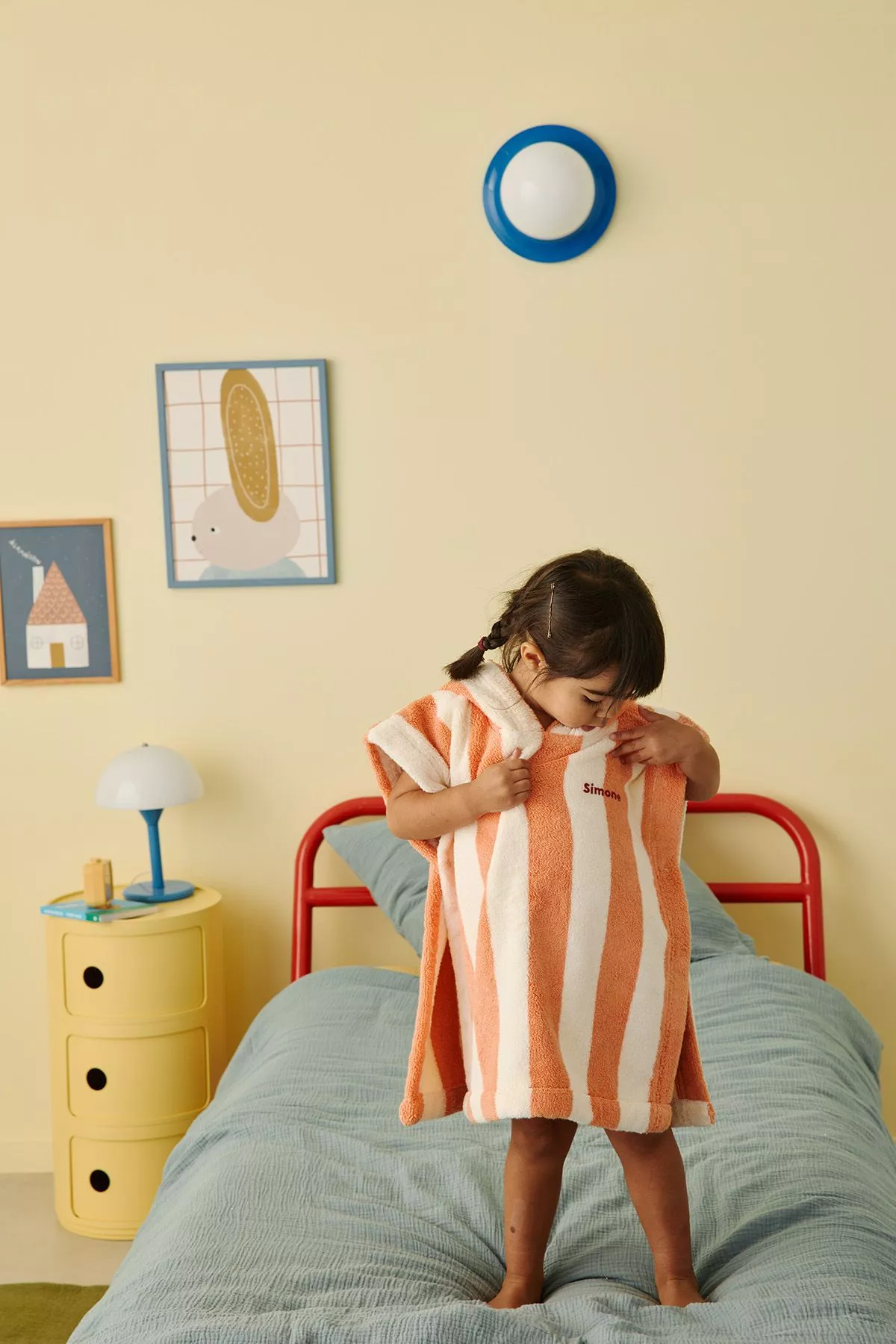 poncho a rayas de rizo personalizable para niños