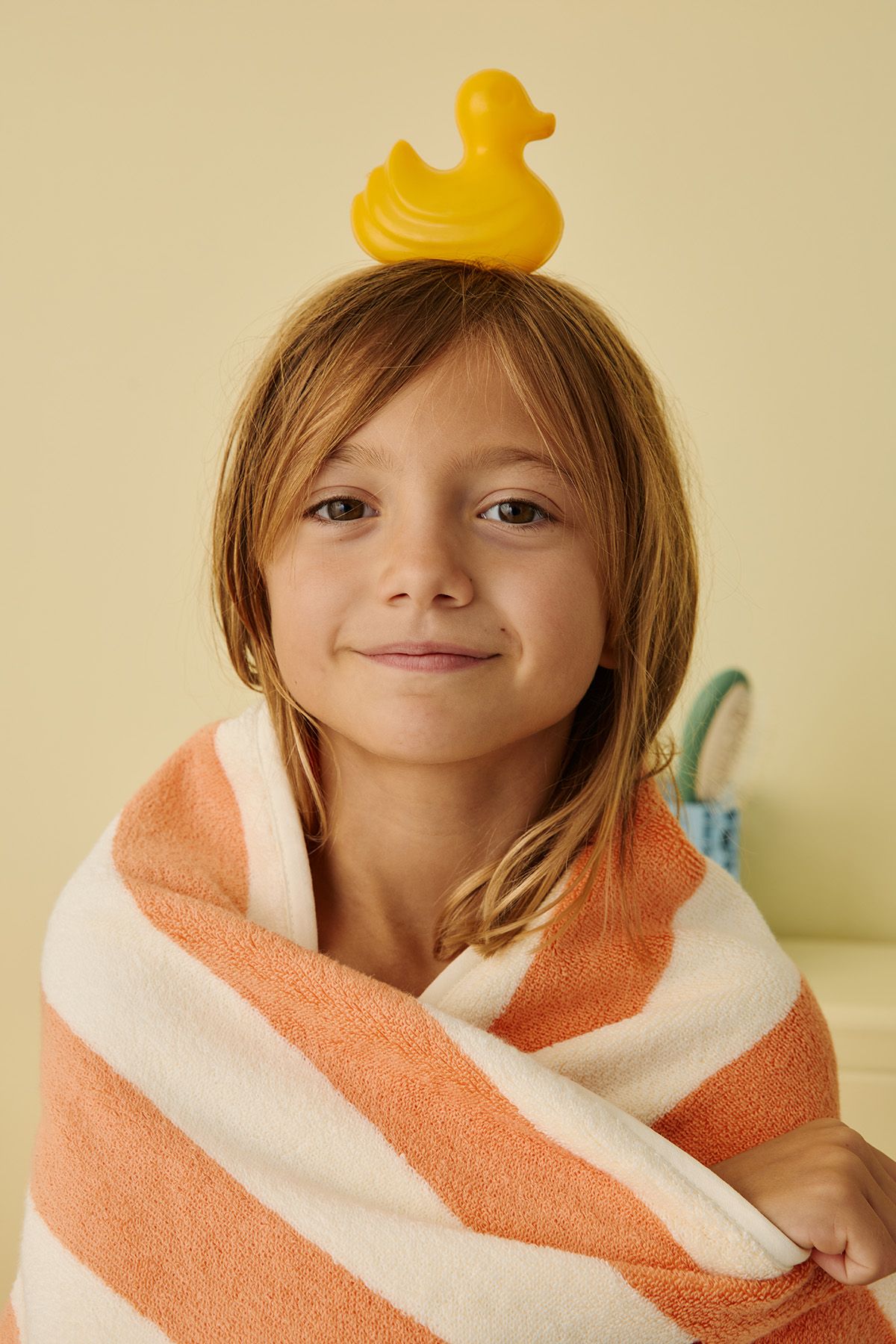 striped terry bath towel, personalizable for children