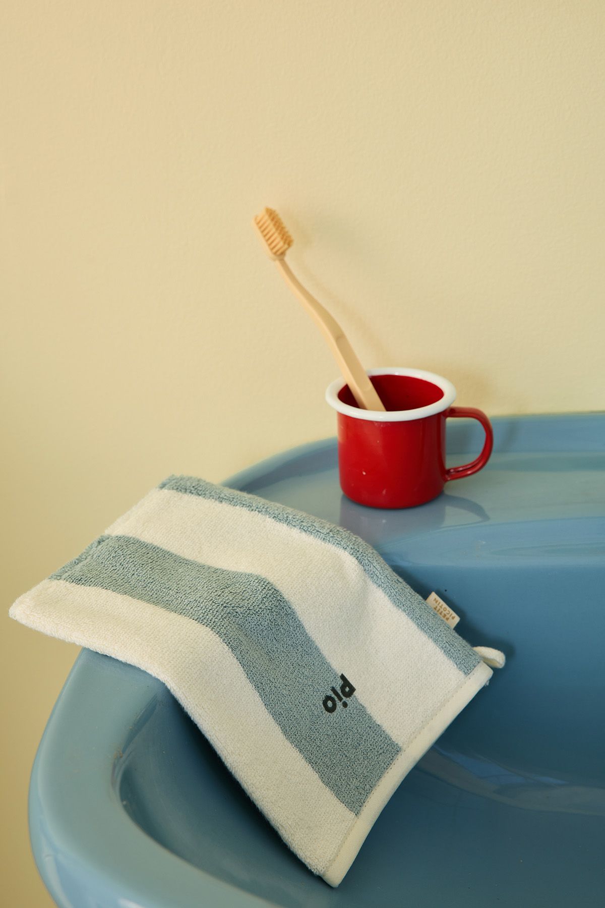personalizable striped terry washcloth