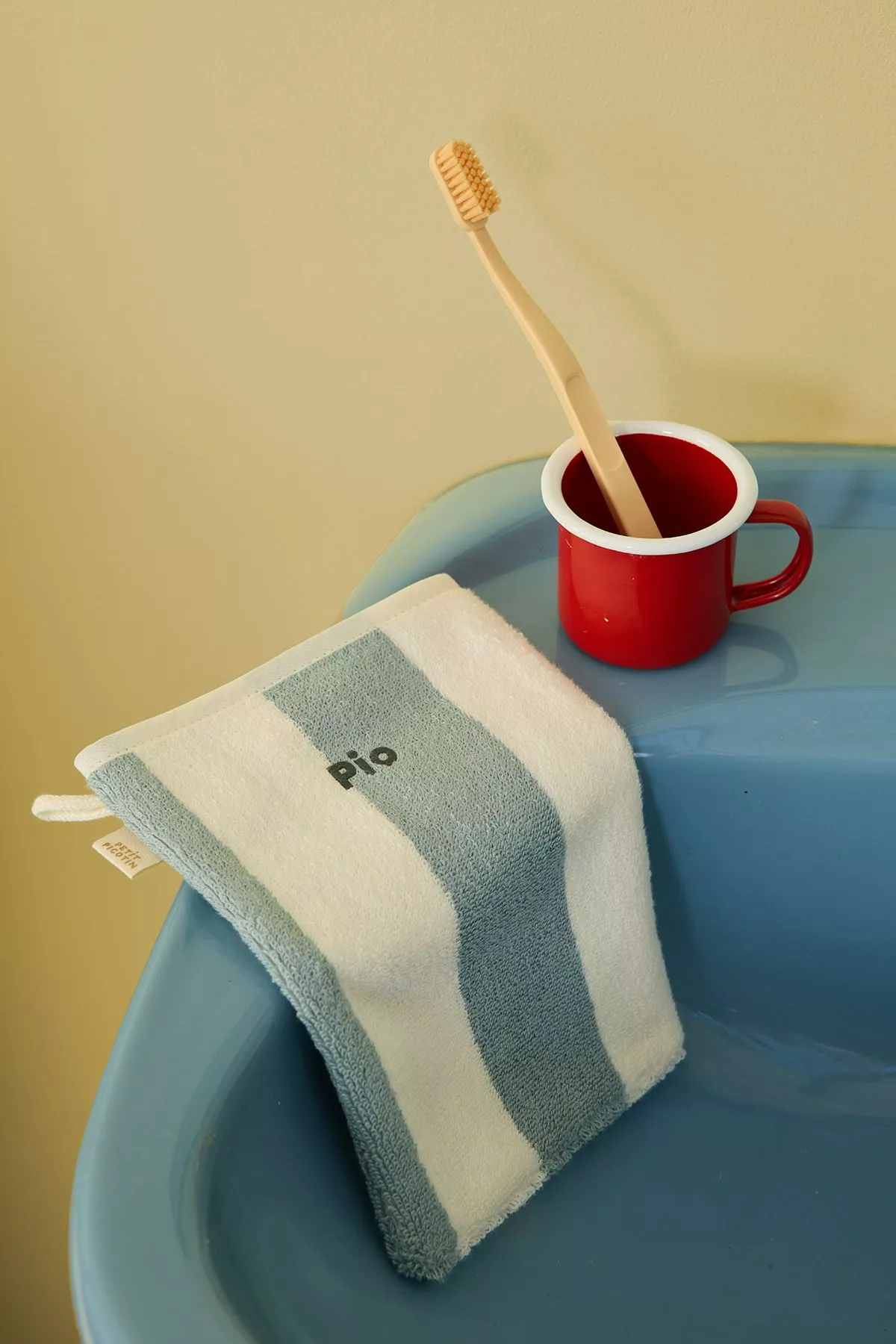 personalizable striped terry washcloth