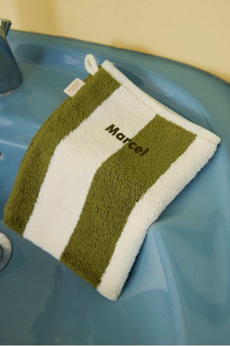 manopla de baño de rizo a rayas personalizable