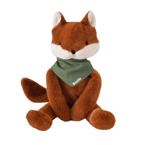 Personalizable baby fox lovey, made-in-France newborn gift