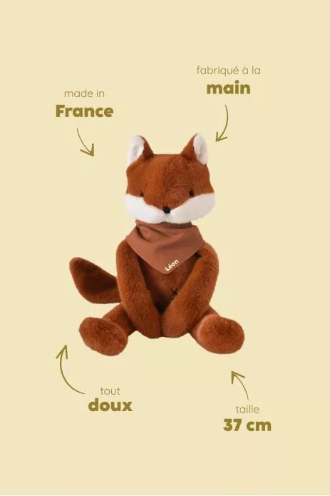 doudou renard bébé personnalisable cadeau naissance made in france