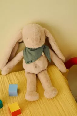 Peluche de apego de conejito para bebé, personalizable, regalo de nacimiento, hecha en Francia