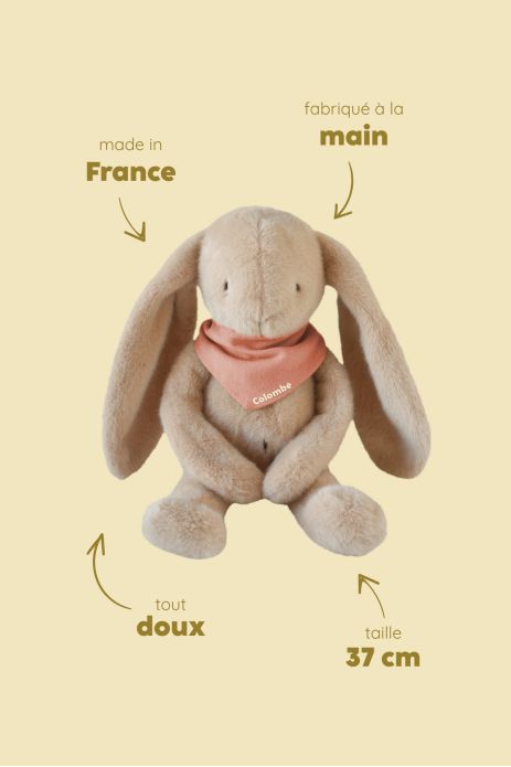 Personalizable baby bunny lovey, made-in-France newborn gift