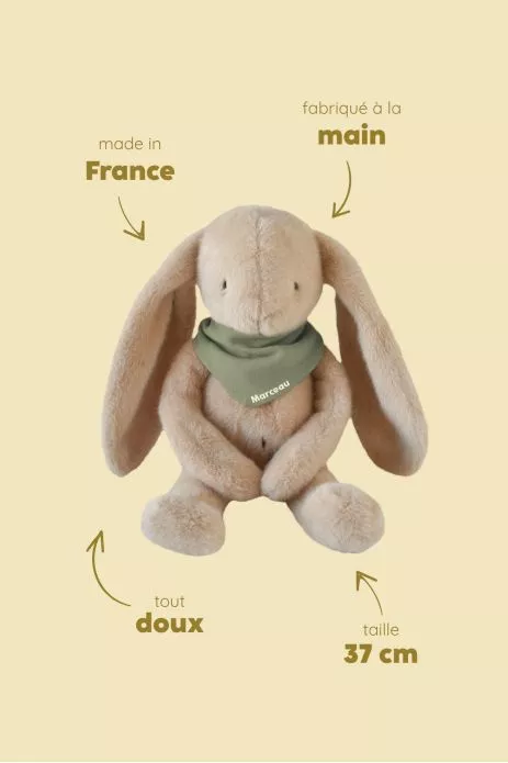 Personalizable baby bunny lovey, made-in-France newborn gift