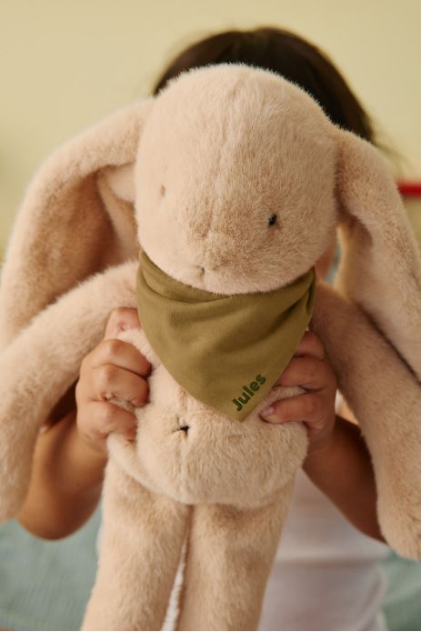 Personalizable baby bunny lovey, made-in-France newborn gift