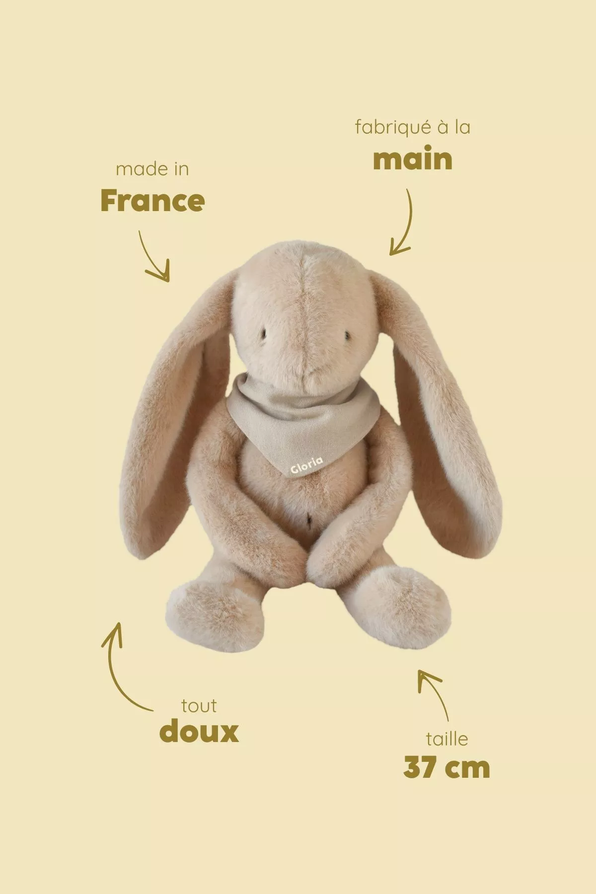 Personalizable baby bunny lovey, made-in-France newborn gift
