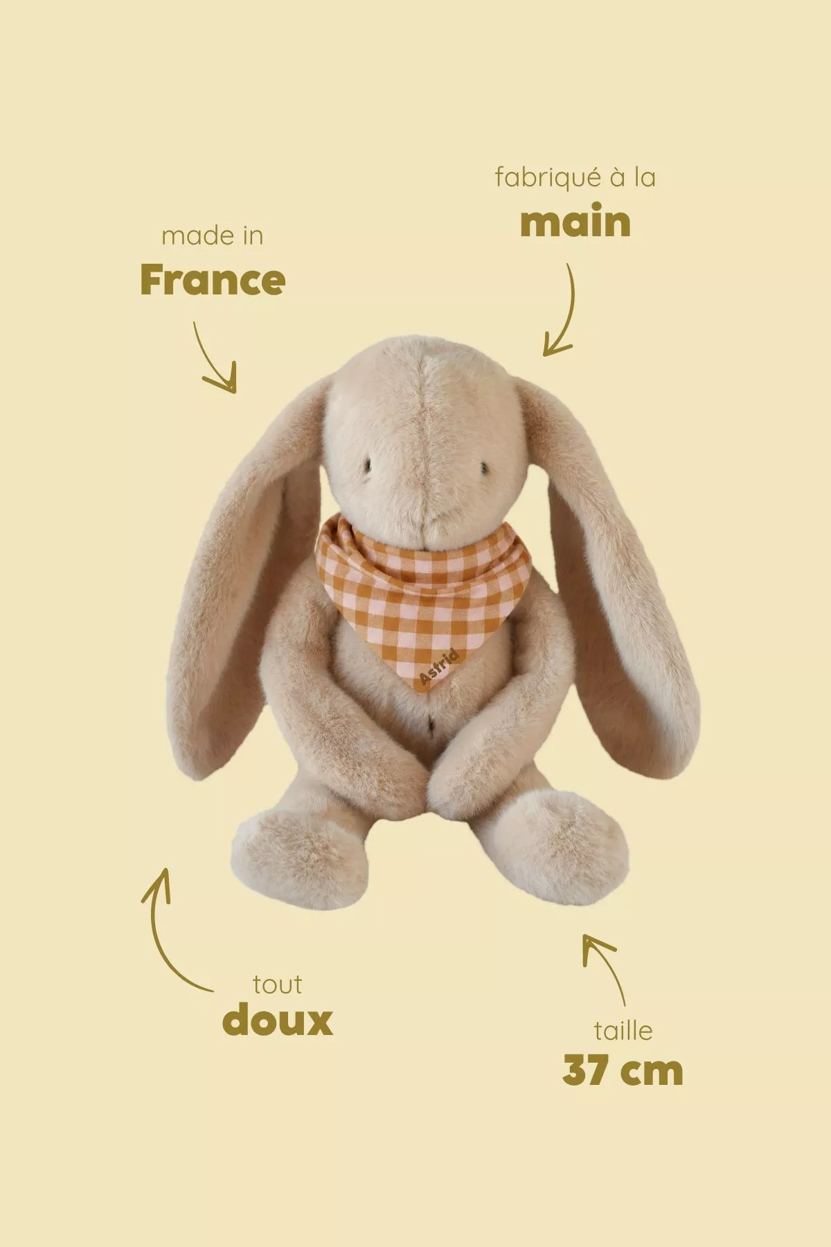 Personalizable baby bunny lovey, made-in-France newborn gift