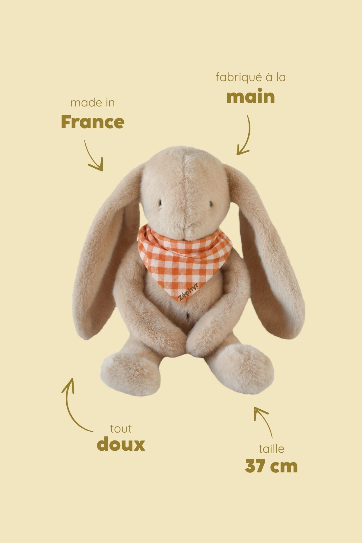 Personalizable baby bunny lovey, made-in-France newborn gift