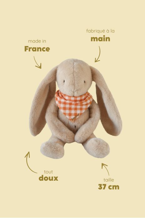 Personalizable baby bunny lovey, made-in-France newborn gift