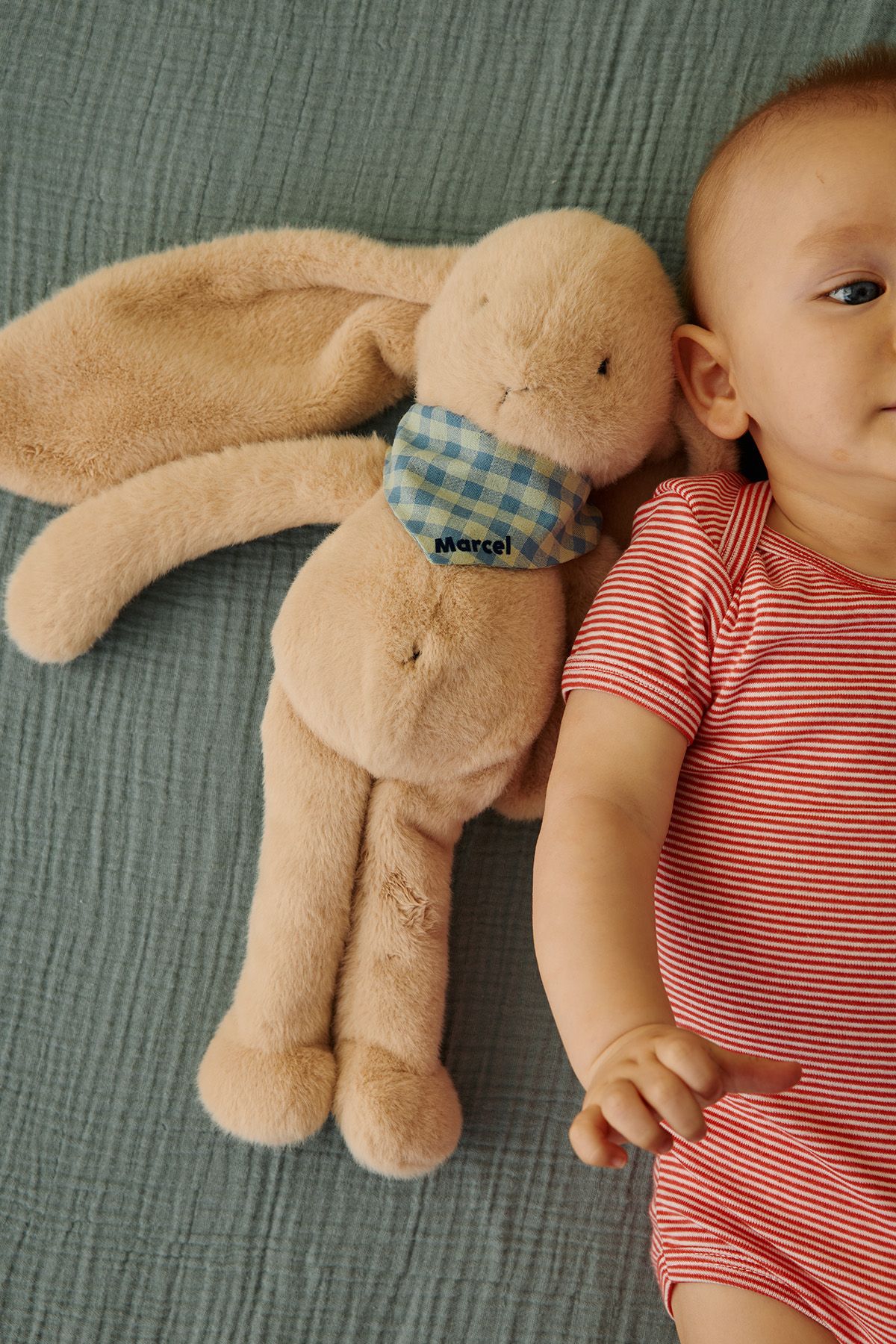 Peluche de apego de conejito para bebé, personalizable, regalo de nacimiento, hecha en Francia