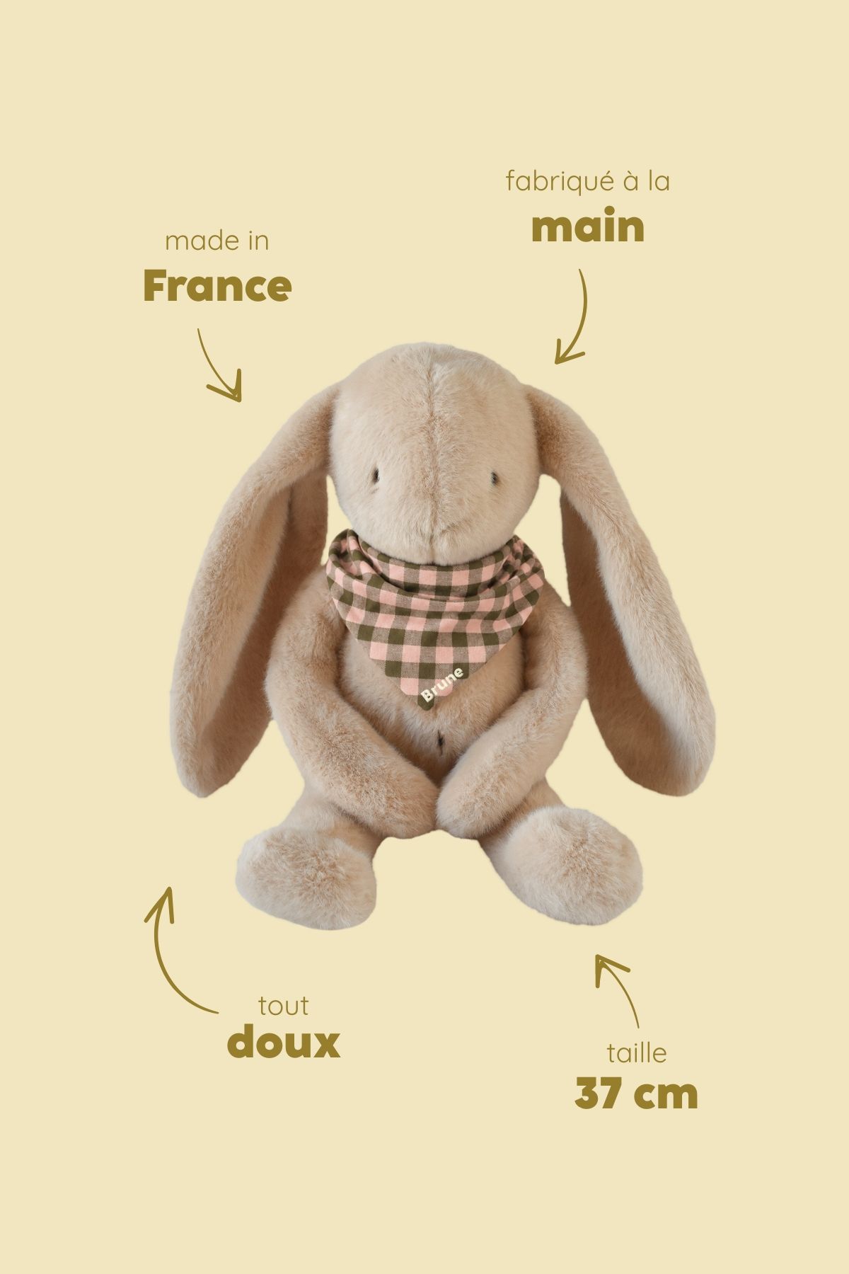 Personalizable baby bunny lovey, made-in-France newborn gift