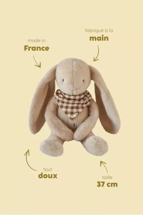Personalizable baby bunny lovey, made-in-France newborn gift