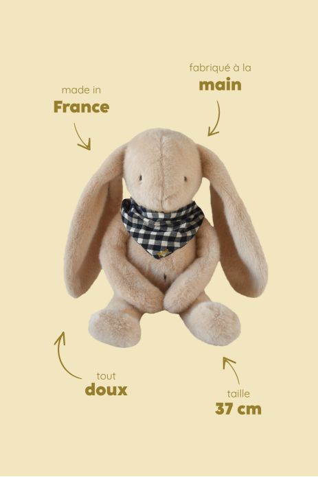 Personalizable baby bunny lovey, made-in-France newborn gift