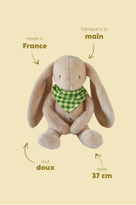 Personalizable baby bunny lovey, made-in-France newborn gift