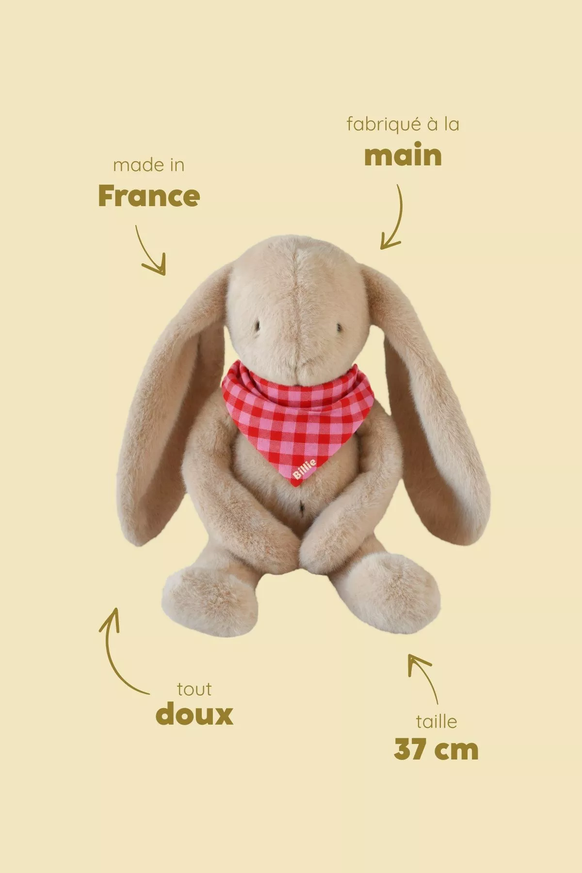 Personalizable baby bunny lovey, made-in-France newborn gift