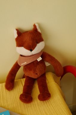 Personalizable baby fox lovey, made-in-France newborn gift