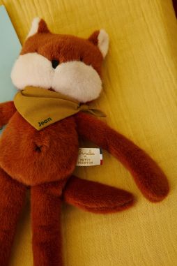 Peluche de apego de zorro personalizable para bebé, regalo de nacimiento hecho en Francia