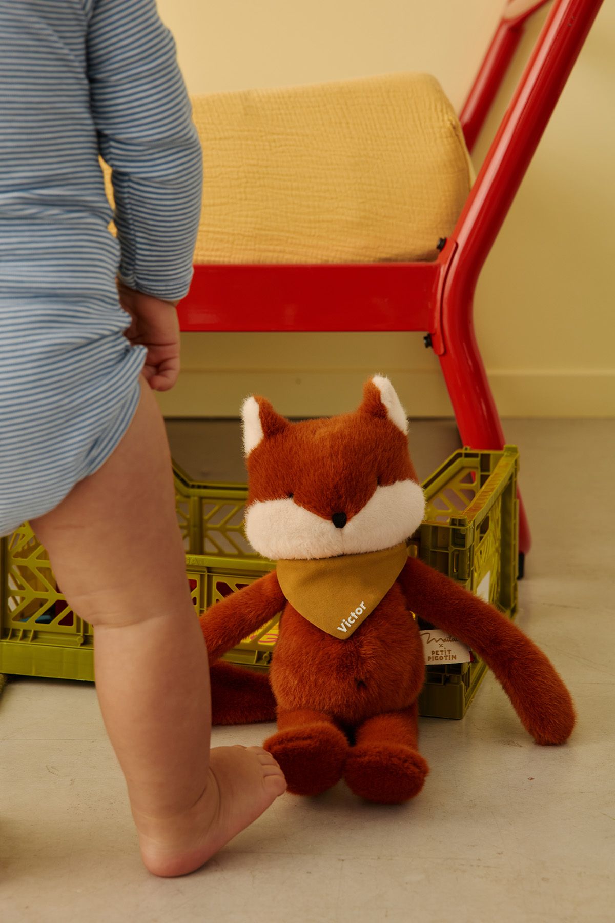 Peluche de apego de zorro personalizable para bebé, regalo de nacimiento hecho en Francia