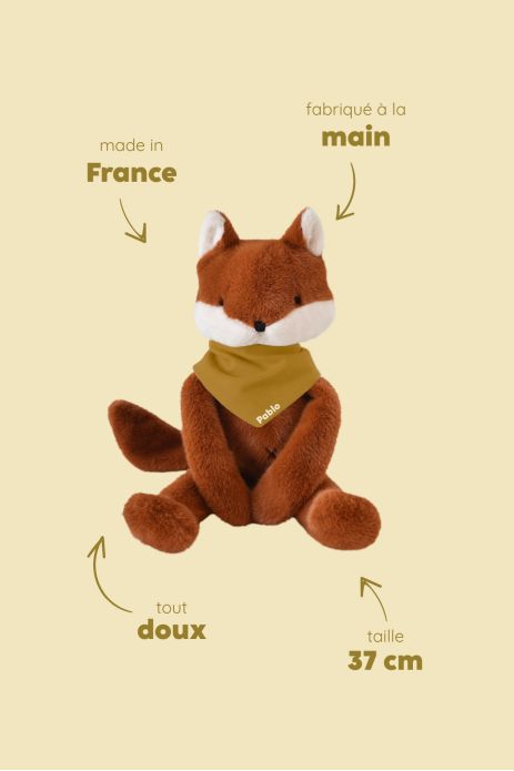 doudou renard bébé personnalisable cadeau naissance made in france