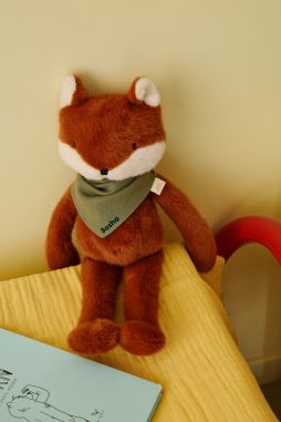 Peluche de apego de zorro personalizable para bebé, regalo de nacimiento hecho en Francia