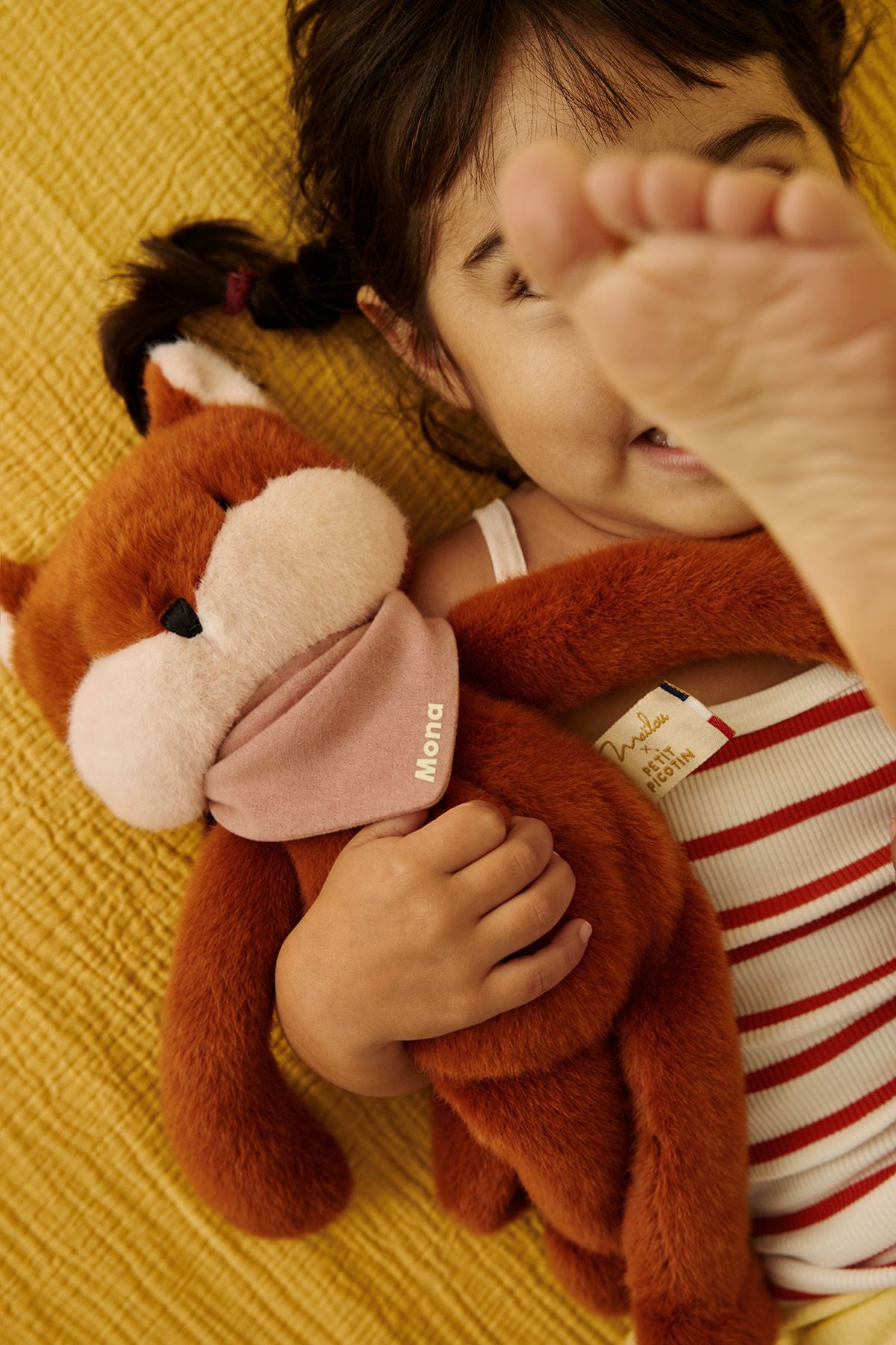 Peluche de apego de zorro personalizable para bebé, regalo de nacimiento hecho en Francia