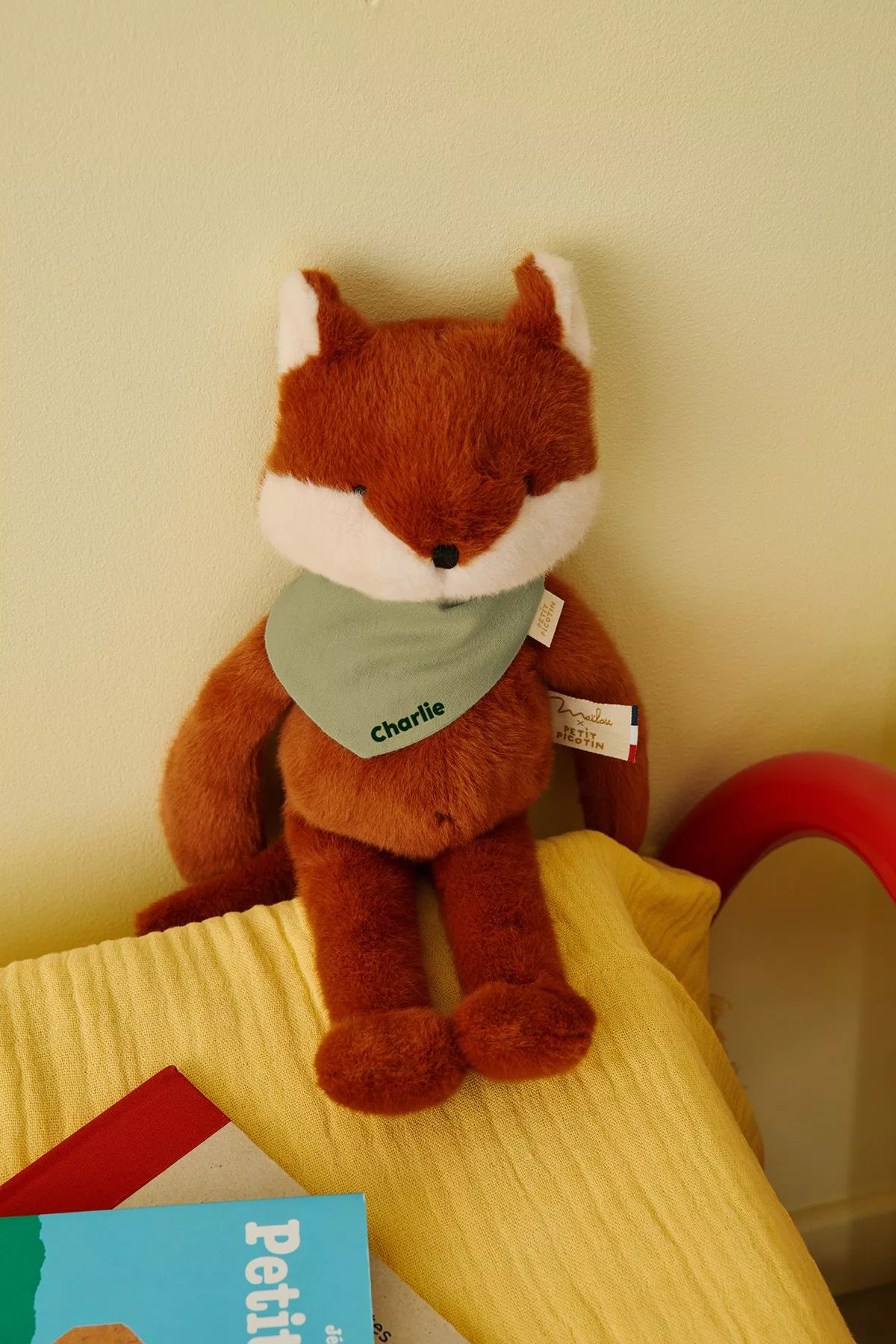 Personalizable baby fox lovey, made-in-France newborn gift